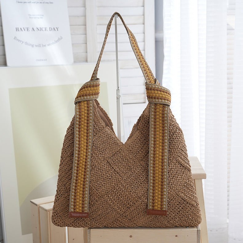 Women’s Lightweight Woven Bag – Delicate Summer Straw Shoulder Purse, Handmade Textured Tote - WIVAStore