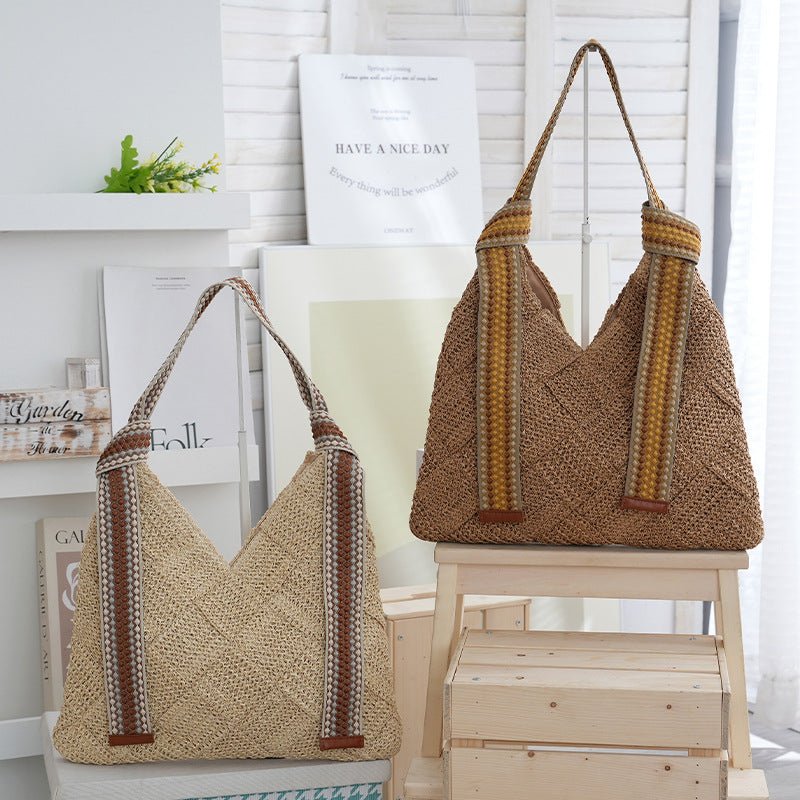 Women’s Lightweight Woven Bag – Delicate Summer Straw Shoulder Purse, Handmade Textured Tote - WIVAStore