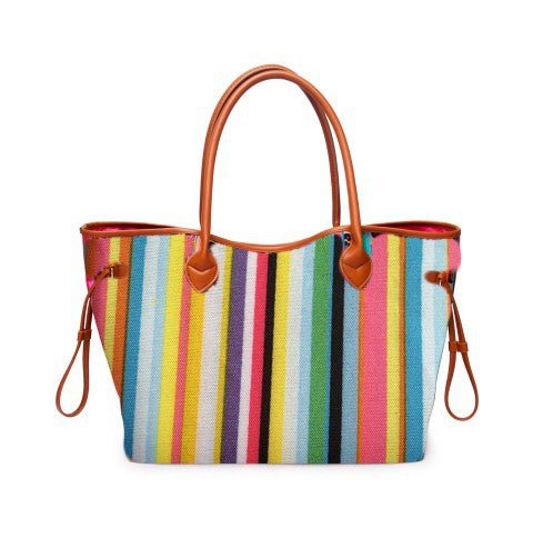 Women’s Rainbow Striped Tote – Multicolor Handbag, Shoulder Beach Shopper - WIVAStore