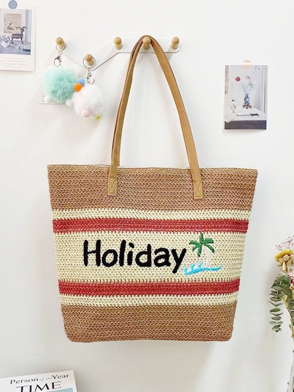 Women’s Straw Woven Shoulder Bag – Paper Rope Tote, Large Beach Shopping Mama Bag - WIVAStore