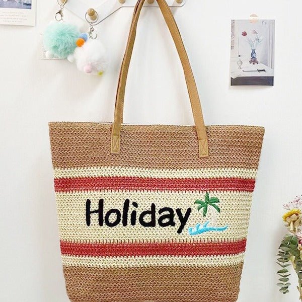 Women’s Straw Woven Shoulder Bag – Paper Rope Tote, Large Beach Shopping Mama Bag - WIVAStore