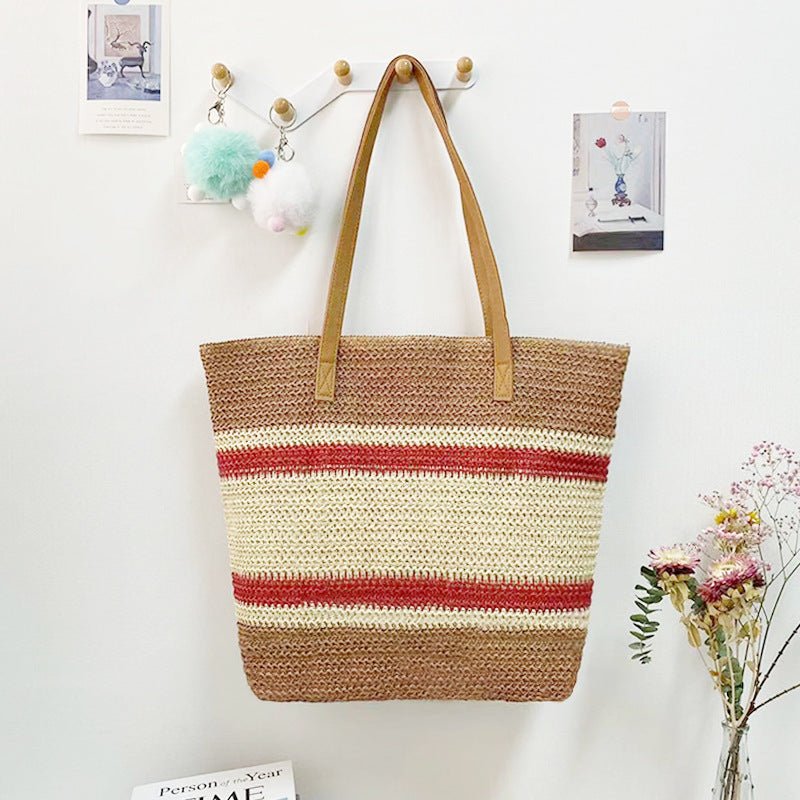 Women’s Straw Woven Shoulder Bag – Paper Rope Tote, Large Beach Shopping Mama Bag - WIVAStore