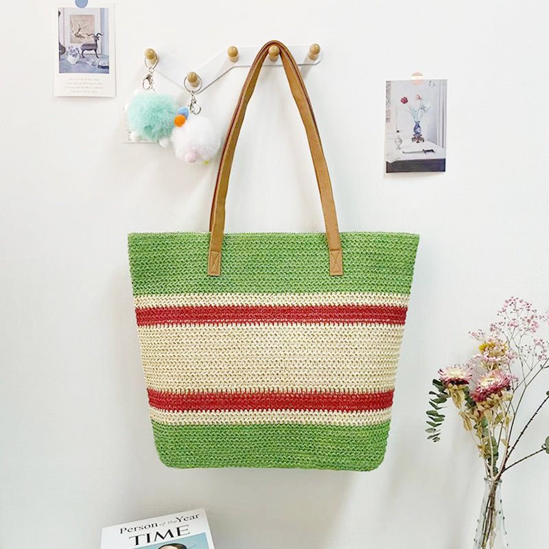 Women’s Straw Woven Shoulder Bag – Paper Rope Tote, Large Beach Shopping Mama Bag - WIVAStore