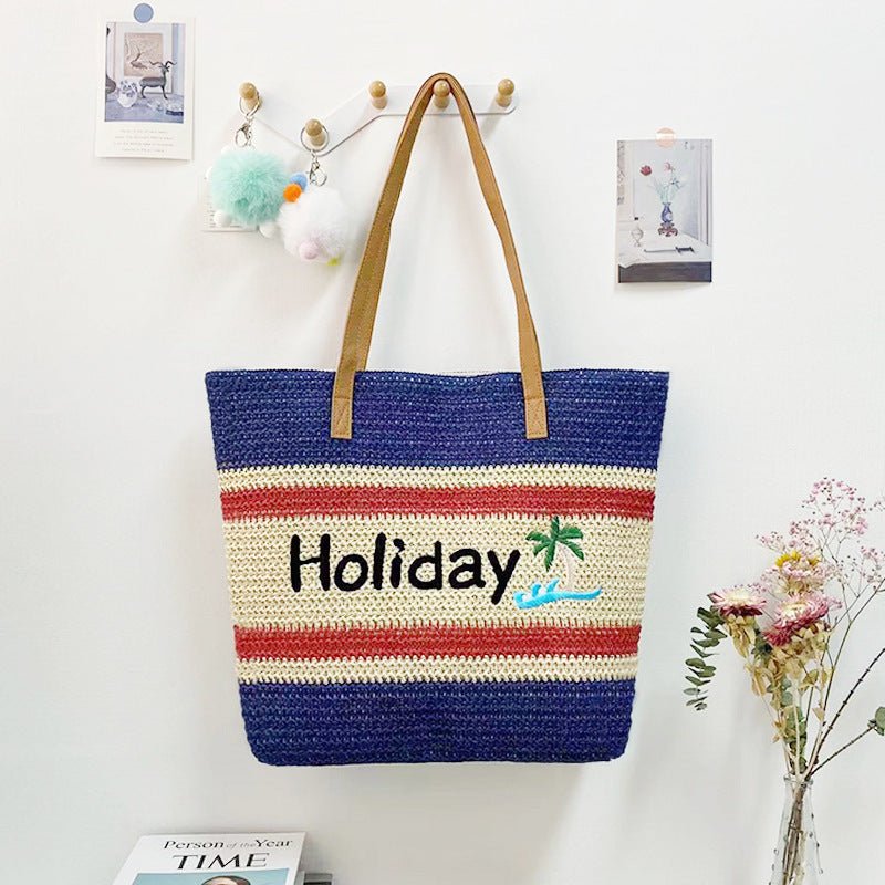Women’s Straw Woven Shoulder Bag – Paper Rope Tote, Large Beach Shopping Mama Bag - WIVAStore