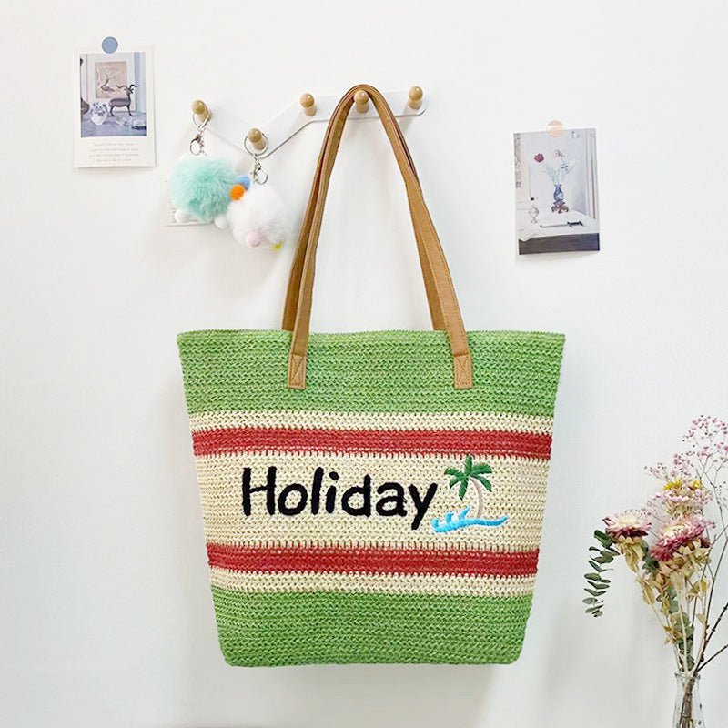 Women’s Straw Woven Shoulder Bag – Paper Rope Tote, Large Beach Shopping Mama Bag - WIVAStore