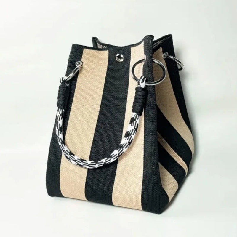 Woven Bucket Bag – Fashion Knit Handbag, Lucky Drawstring Shoulder Purse, Women’s Vacation Tote - WIVAStore
