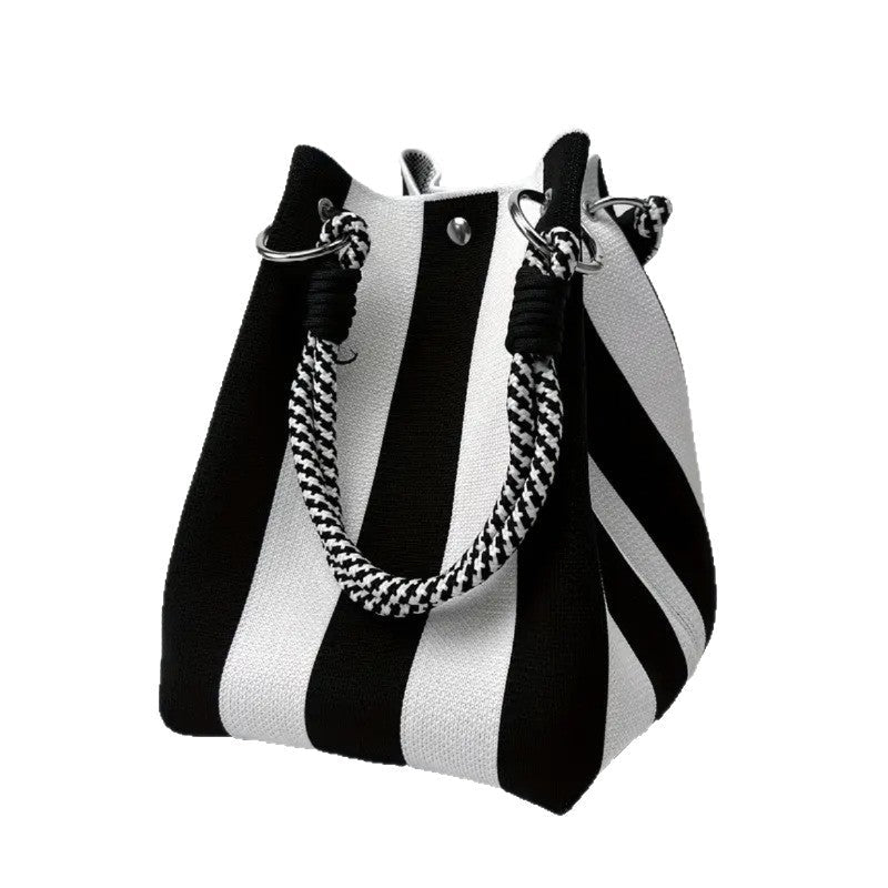 Woven Bucket Bag – Fashion Knit Handbag, Lucky Drawstring Shoulder Purse, Women’s Vacation Tote - WIVAStore