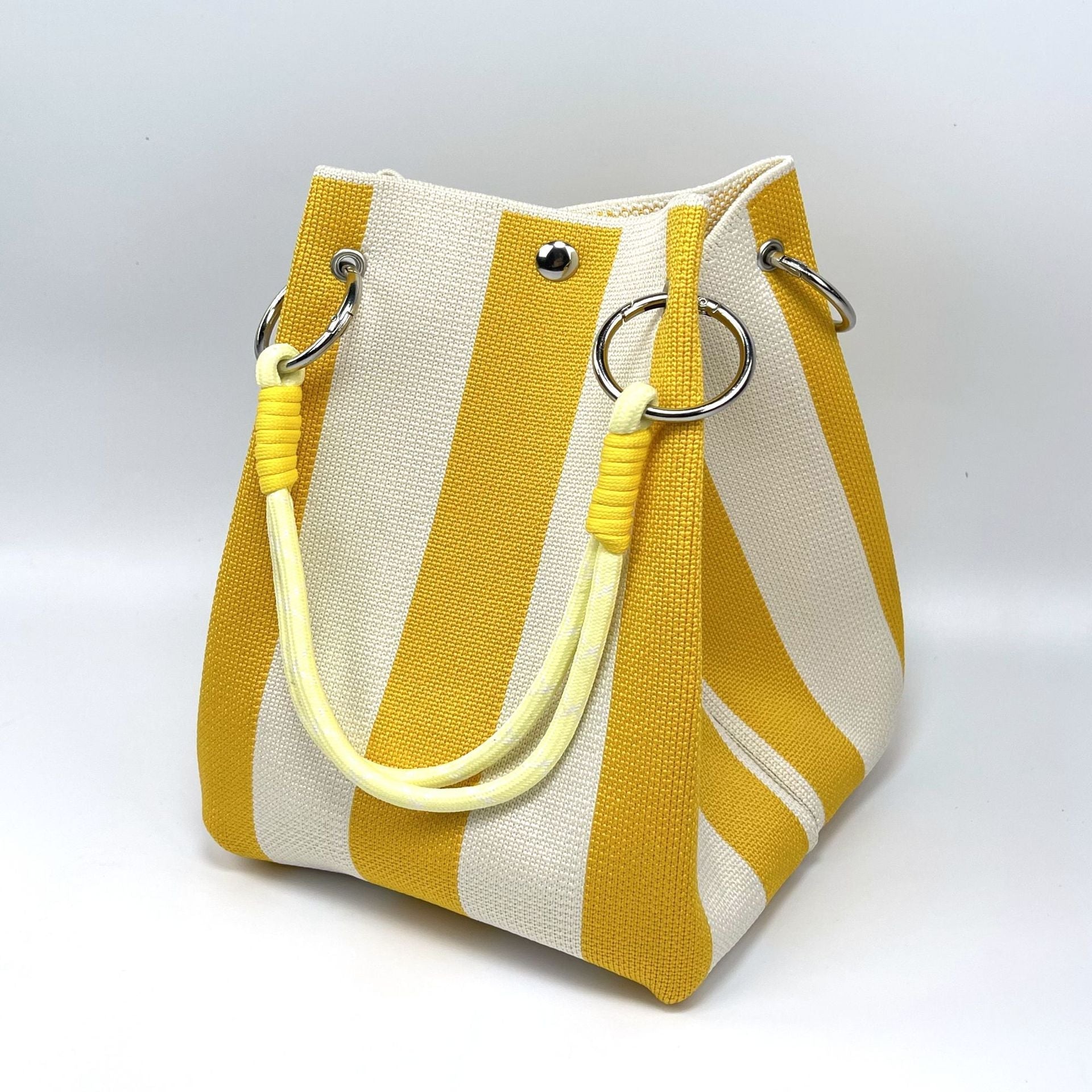 Woven Bucket Bag – Fashion Knit Handbag, Lucky Drawstring Shoulder Purse, Women’s Vacation Tote - WIVAStore