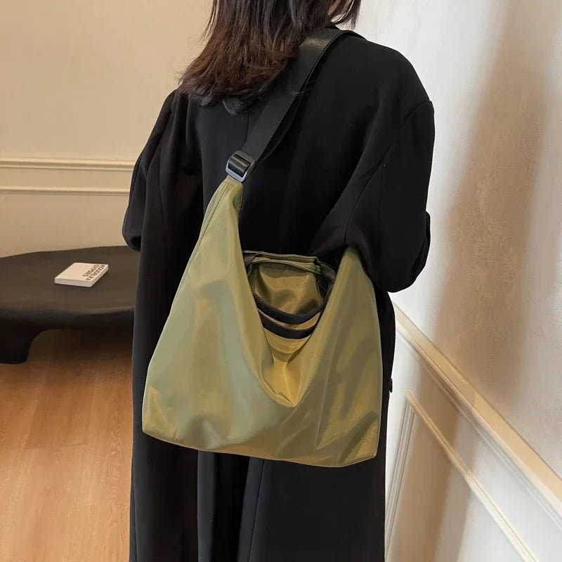 Zipper Solid Color Nylon Shoulder Bag - WIVAStore